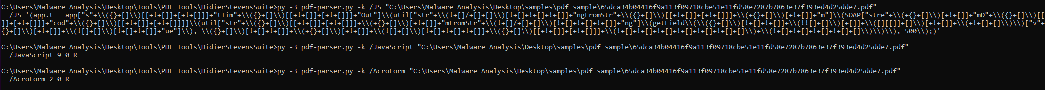 pdf-parser.py object enumeration results