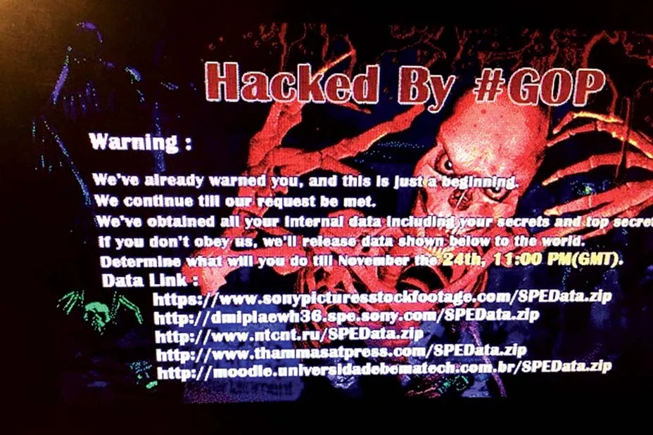 Hacked By #GOP message displayed on Sony Pictures workstations